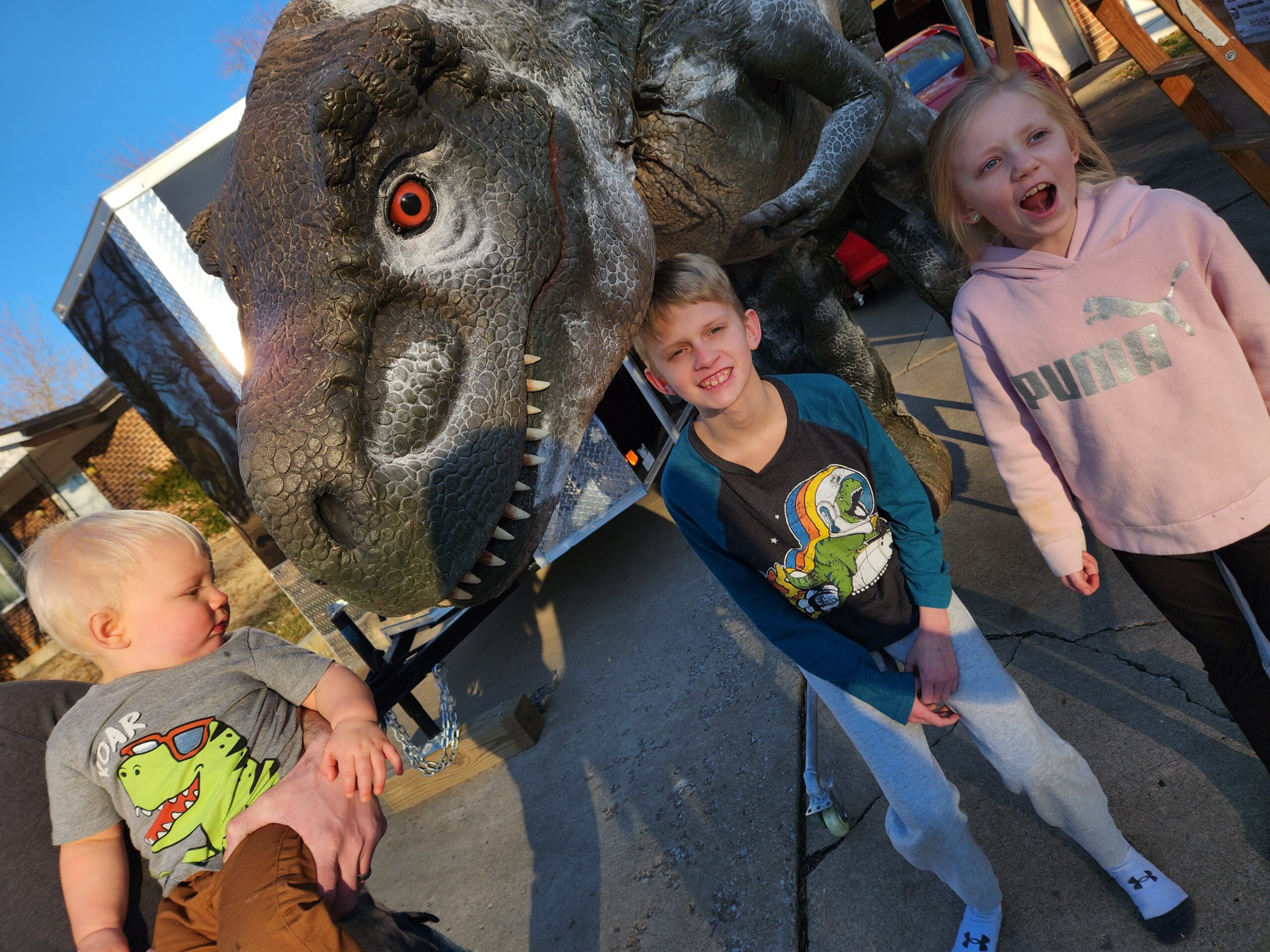 Iggy the St. Louis Dinosaur at a birthday party